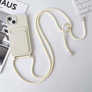 For iPhone 14 Crossbody Lanyard Elastic Silicone Card Holder Phone Case(White)