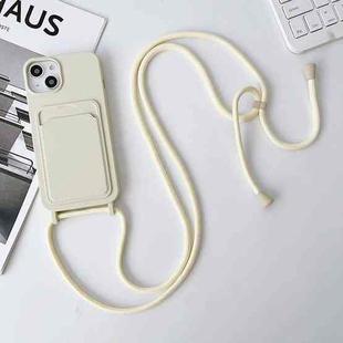 For iPhone 14 Pro Max Crossbody Lanyard Elastic Silicone Card Holder Phone Case(White)