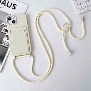 For iPhone 11 Pro Max Crossbody Lanyard Elastic Silicone Card Holder Phone Case(White)