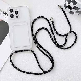 For iPhone 14 Crossbody Lanyard Elastic Transparent Card Holder Phone Case(Black White)