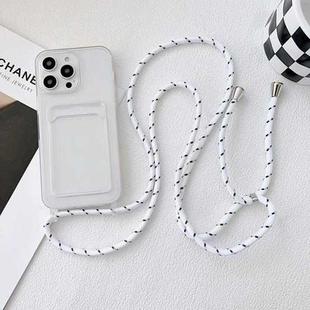 For iPhone 14 Crossbody Lanyard Elastic Transparent Card Holder Phone Case(White Black)