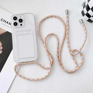 For iPhone 14 Crossbody Lanyard Elastic Transparent Card Holder Phone Case(Yellow White)