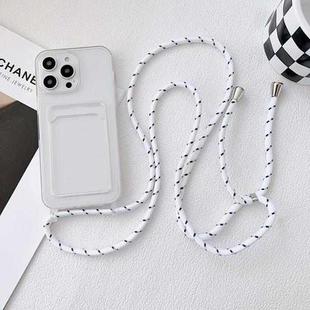 For iPhone 14 Pro Crossbody Lanyard Elastic Transparent Card Holder Phone Case(White Black)