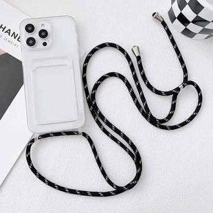 For iPhone 14 Pro Max Crossbody Lanyard Elastic Transparent Card Holder Phone Case(Black White)