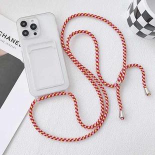 For iPhone 14 Pro Max Crossbody Lanyard Elastic Transparent Card Holder Phone Case(Red White)
