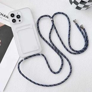 For iPhone 13 Pro Max Crossbody Lanyard Elastic Transparent Card Holder Phone Case(Blue White)