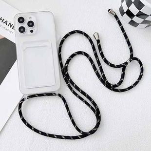 For iPhone 12 Crossbody Lanyard Elastic Transparent Card Holder Phone Case(Black White)