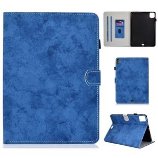 For iPad Pro 11 (2020) Sewing Thread Horizontal Solid Color Flat Leather Tablet Case with Sleep Function & Pen Cover & Anti Skid Strip & Card Slot & Holder(Blue)