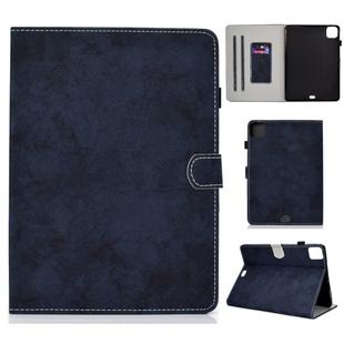 For iPad Pro 11 (2020) Sewing Thread Horizontal Solid Color Flat Leather Tablet Case with Sleep Function & Pen Cover & Anti Skid Strip & Card Slot & Holder(Navy)