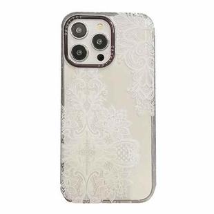 For iPhone 13 Pro Max Dual-side Laminating TPU Phone Case(White Mandala Flower)