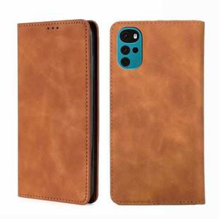 For Motorola Moto E32 India/E22s 4G Global Skin Feel Magnetic Horizontal Flip Leather Phone Case(Light Brown)