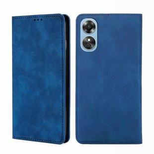 For OPPO A17 Skin Feel Magnetic Horizontal Flip Leather Phone Case(Blue)