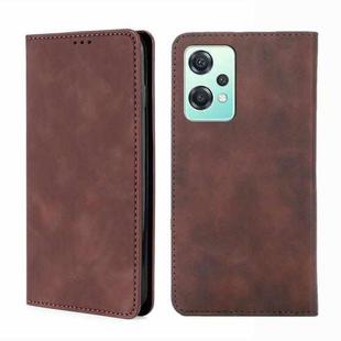 For OPPO K10x 5G Skin Feel Magnetic Horizontal Flip Leather Phone Case(Dark Brown)