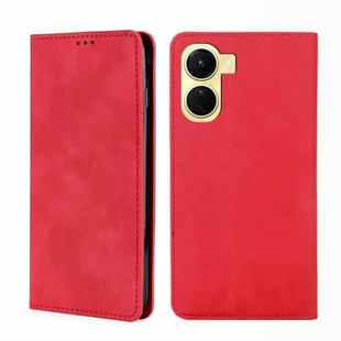 For vivo Y16 4G/Y02s 4G Skin Feel Magnetic Horizontal Flip Leather Phone Case(Red)