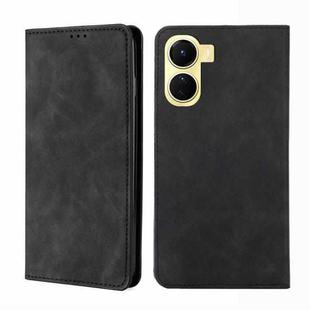 For vivo Y16 4G/Y02s 4G Skin Feel Magnetic Horizontal Flip Leather Phone Case(Black)