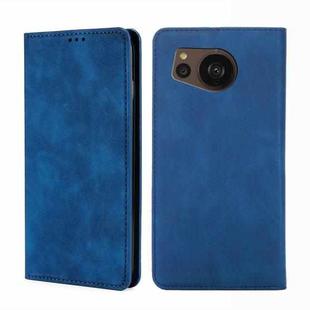 For Sharp Aquos sense7 Plus Skin Feel Magnetic Horizontal Flip Leather Phone Case(Blue)