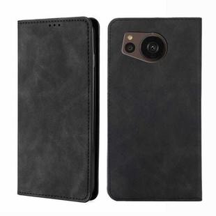 For Sharp Aquos sense7 Plus Skin Feel Magnetic Horizontal Flip Leather Phone Case(Black)