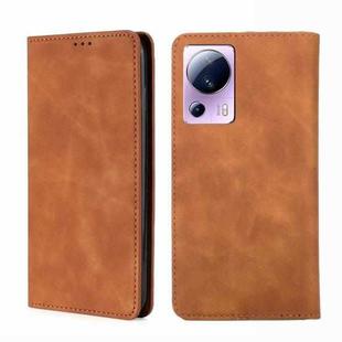 For Xiaomi Civi 2 5G Skin Feel Magnetic Horizontal Flip Leather Phone Case(Light Brown)