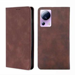 For Xiaomi Civi 2 5G Skin Feel Magnetic Horizontal Flip Leather Phone Case(Dark Brown)