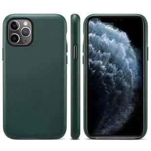 For iPhone 11 Pro Max Lamb Grain PU Back Cover Phone Case(Dark Green)