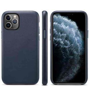 For iPhone 11 Pro Max Lamb Grain PU Back Cover Phone Case(Navy Blue)