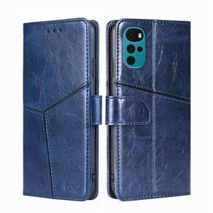 For Motorola Moto E32 India/E22s 4G Global Geometric Stitching Horizontal Flip Leather Phone Case(Blue)