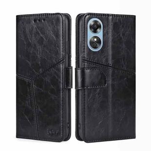 For OPPO A17 Geometric Stitching Horizontal Flip Leather Phone Case(Black)