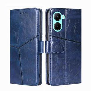 For Realme C33 4G Geometric Stitching Horizontal Flip Leather Phone Case(Blue)