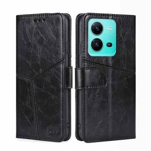 For vivo V25 5G/V25e 5G/X80 Lite Geometric Stitching Horizontal Flip Leather Phone Case(Black)