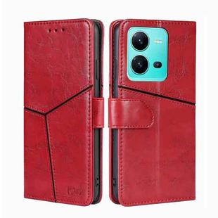 For vivo V25 5G/V25e 5G/X80 Lite Geometric Stitching Horizontal Flip Leather Phone Case(Red)