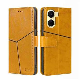 For vivo Y16 4G/Y02s 4G Geometric Stitching Horizontal Flip Leather Phone Case(Yellow)