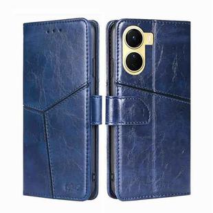 For vivo Y16 4G/Y02s 4G Geometric Stitching Horizontal Flip Leather Phone Case(Blue)