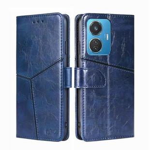 For vivo Y55 4G Geometric Stitching Horizontal Flip Leather Phone Case(Blue)