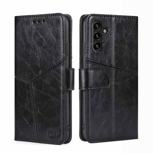For Samsung Galaxy A04s Geometric Stitching Horizontal Flip Leather Phone Case(Black)