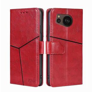 For Sharp Aquos sense7 Plus Geometric Stitching Horizontal Flip Leather Phone Case(Red)