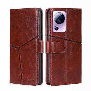 For Xiaomi Civi 2 5G Geometric Stitching Horizontal Flip Leather Phone Case(Dark Brown)