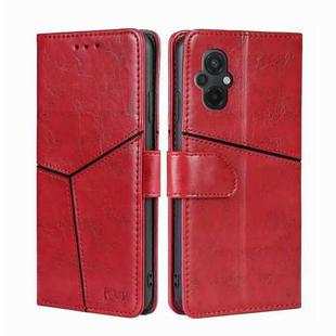 For Xiaomi Poco M5 4G Geometric Stitching Horizontal Flip Leather Phone Case(Red)