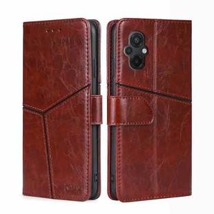 For Xiaomi Poco M5 4G Geometric Stitching Horizontal Flip Leather Phone Case(Dark Brown)