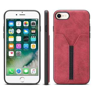 For iPhone SE 2022 / SE 2020 / 7 / 8 Denior DV Elastic Card PU Back Cover Phone Case(Red)
