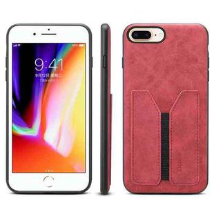 For iPhone 7 Plus / 8 Plus Denior DV Elastic Card PU Back Cover Phone Case(Red)