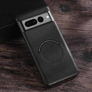 For Google Pixel 6 Pro Magsafe Magnetic Ring Leather Texture Phone Case(Black)