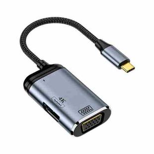 Y001 3 in 1 USB-C/Type-C to VGA+HDMI+USB-C/Type-C Audio Adapter Cable