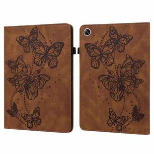 For OPPO Pad Air 2022 Embossed Butterfly Pattern Leather Tablet Case(Brown)