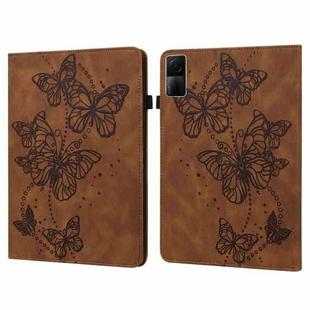 For Xiaomi Redmi Pad 10.61 Embossed Butterfly Pattern Leather Tablet Case(Brown)
