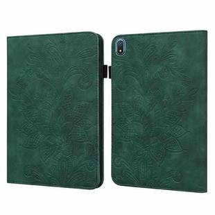 For Nokia T20 10.4 2021 Lace Flower Embossing Pattern Leather Tablet Case(Green)