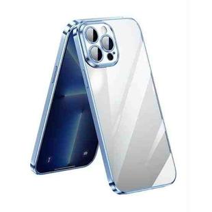 For iPhone 14 Pro SULADA Lens Protector Plated Clear Case(Sierra Blue)