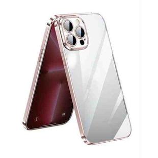 For iPhone 14 Pro Max SULADA Lens Protector Plated Clear Case(Pink)
