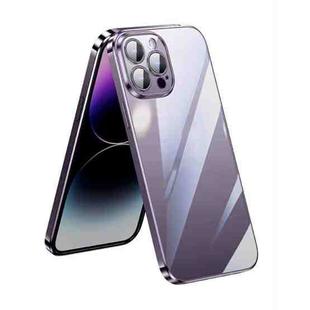 For iPhone 14 Pro Max SULADA Lens Protector Plated Clear Case(Dark Purple)