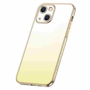 For iPhone 14 Plus SULADA Iridescence Series Plating Transparent Gradient Phone Case(Gold)