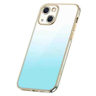 For iPhone 14 Plus SULADA Iridescence Series Plating Transparent Gradient Phone Case(Blue)